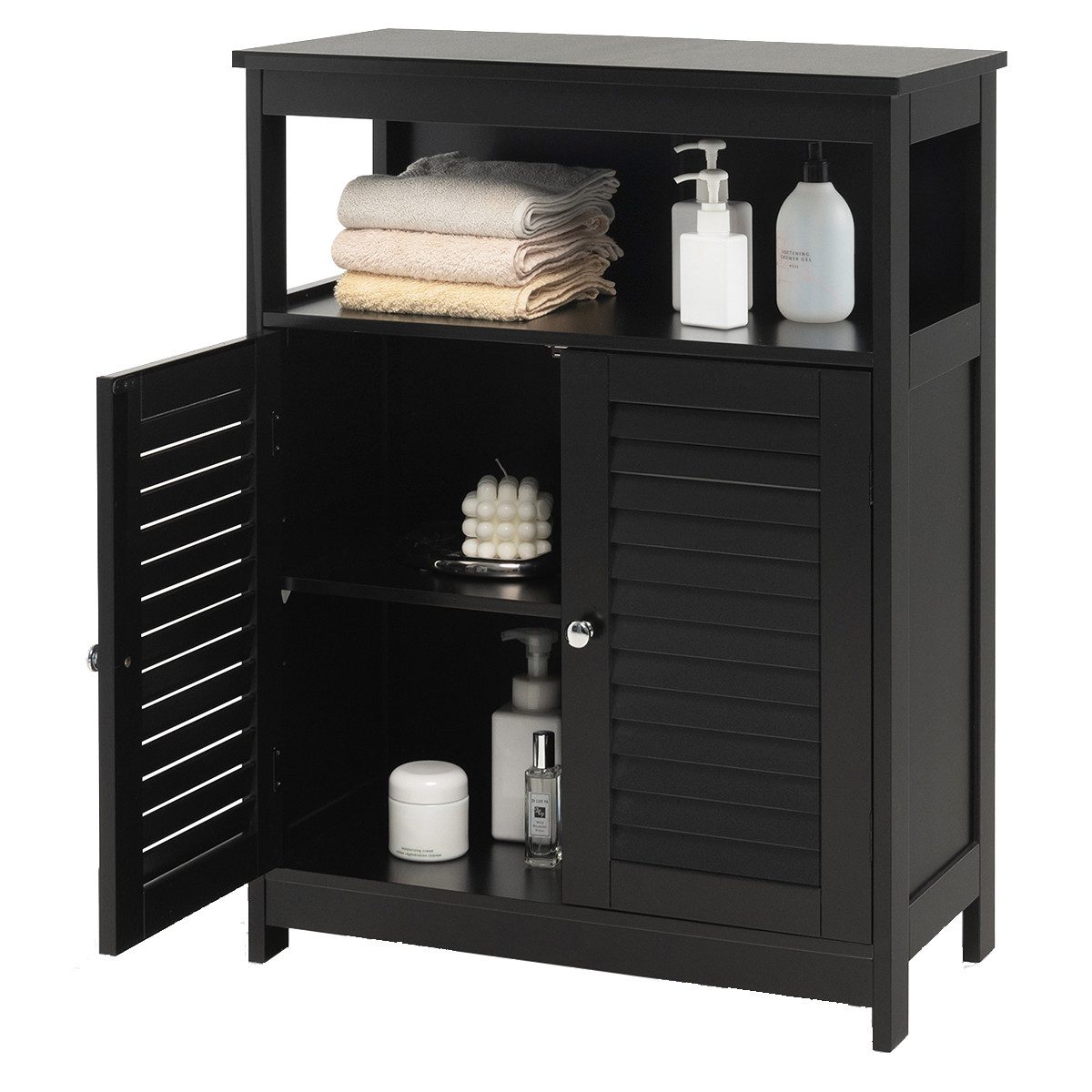 COSTWAY Badkommode, Badezimmerschrank, 2 Schubladen, weiß