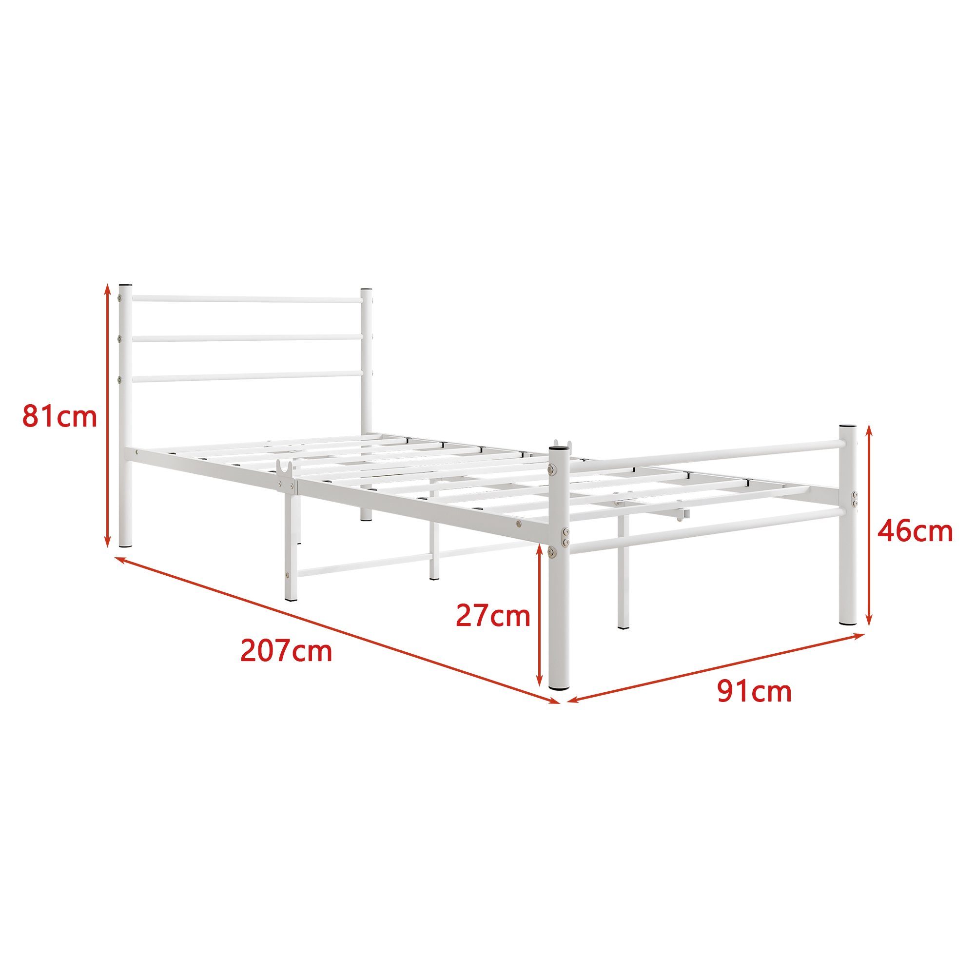 weiß Gästezimmer Matratze Bett REDOM Metallbett cm), Funktionsbett (mit Metallbett Lattenrost, 90 mit Doppelbett, x Ohne Schlafzimmer Lattenrost Gästebett, 200 für