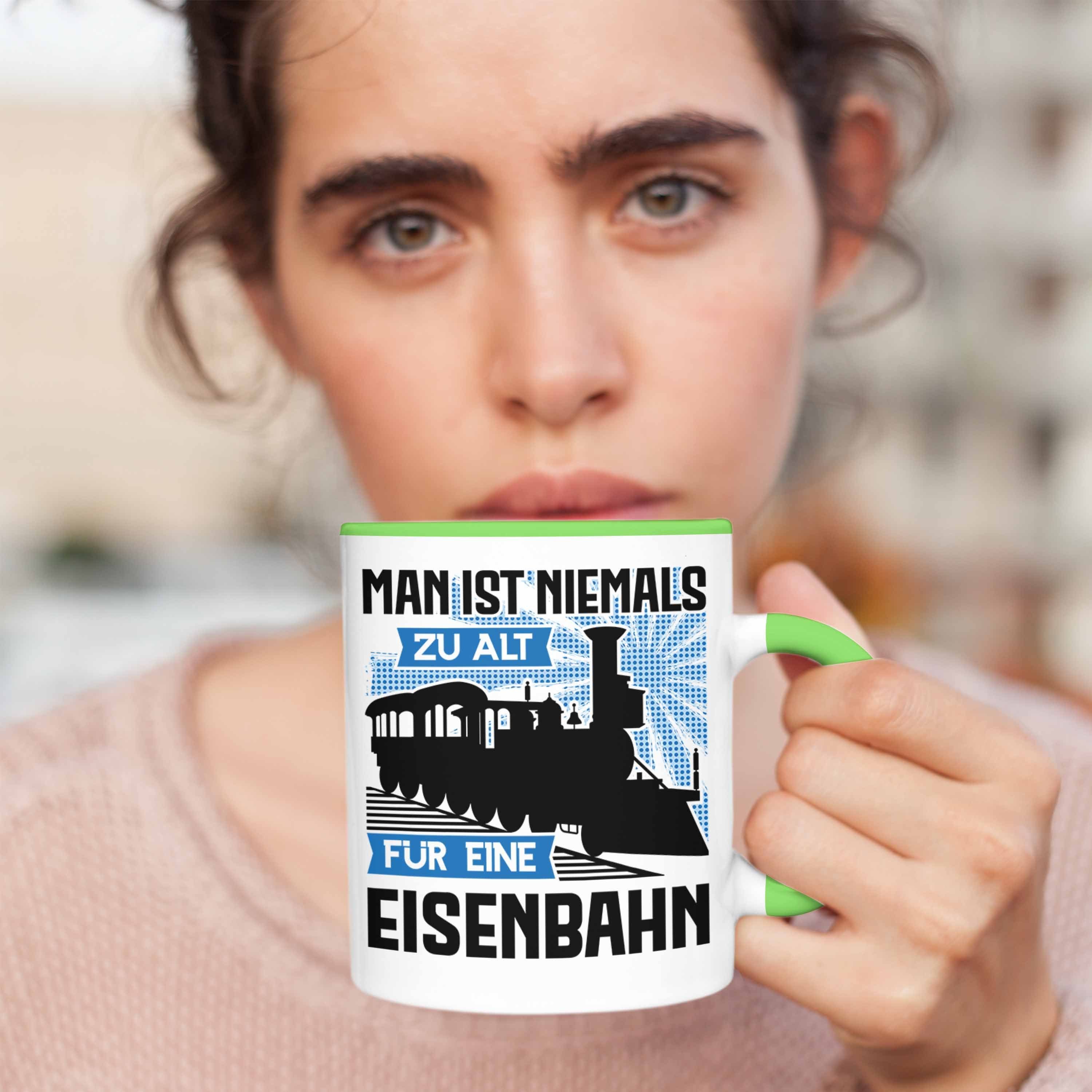 Eisenbahn Geschenk Trendation - Dampflokomotive Geschenkidee Opa Tasse Sprüche Modeleisenbahn Grün Trendation Rentner Tasse Geschenk Spruch