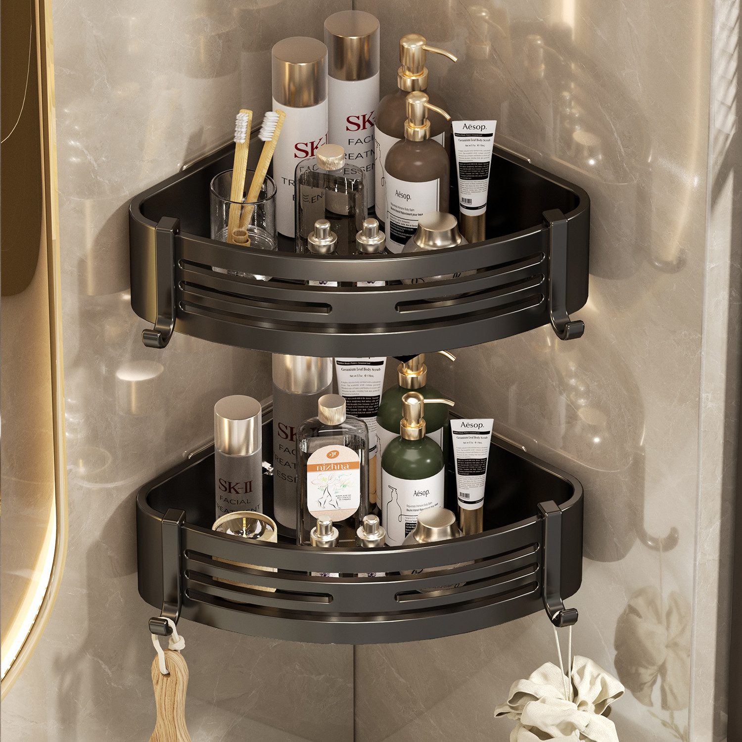 SURFOU Badregal Ecke Duschablage Ohne Bohren 2-Stück Duschregal Badezimmer günstig online kaufen