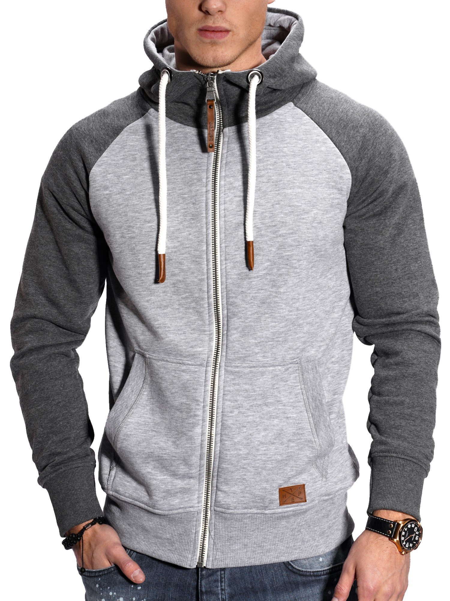 behype Sweatjacke RAGLAN mit Raglan-Ärmeln grau