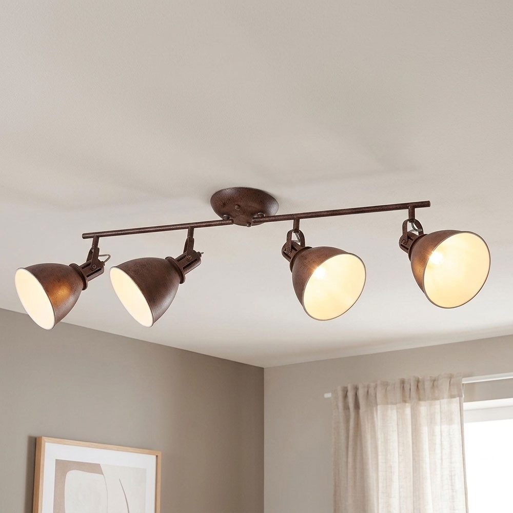 GLOBO LIGHTING LED Deckenleuchte, Leuchtmittel inklusive, Warmweiß, Spotleiste Deckenstrahler Deckenleuchte LED 4-Flammig schwenkbar rost