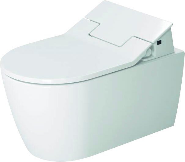 Duravit Tiefspül-WC SensoWash Slim Sit, wandhängend, Abgang waagerecht,  Set, spülrandlos, Komplett-Set: WC und Dusch-WC-Sitz