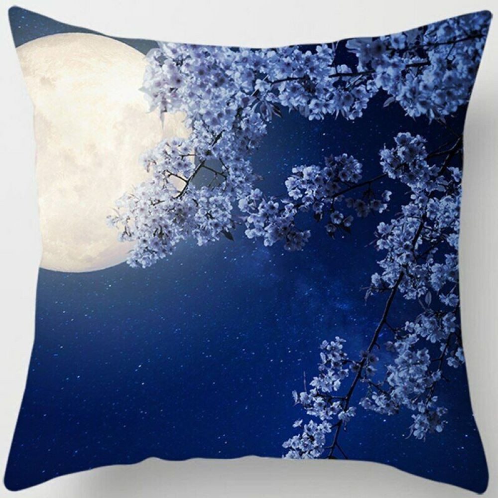 Tinisu Dekokissen Japanische Kirschblüten bei Nacht - Natur - Kissenbezug - 45cm x 45cm