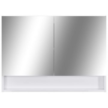 vidaXL Badezimmerspiegelschrank LED-Bad-Spiegelschrank Weiß 80x15x60 cm MDF (1-St)