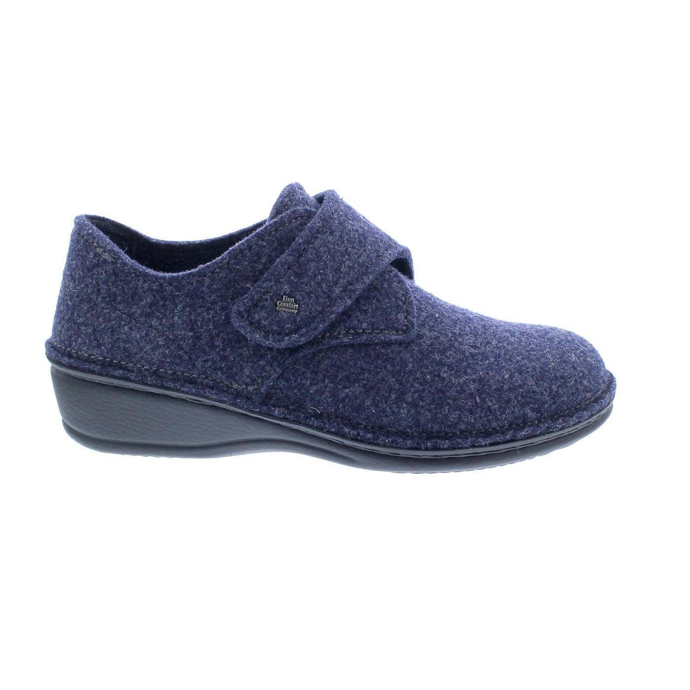 Finn Comfort Finn Comfort Adelboden, Hausschuh, Klettverschluss, Wollfilz, Darkblue Hausschuh
