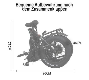 Fangqi E-Bike 20 Zoll Klapp Elektrofahrrad,LCD Instrument, Shimano 7 Gang,48V/15Ah, 7 Gang SHIMANO, Kettenschaltung, Heckmotor, (Spar-set, Mit Heckgepäckträger, Sitz- und Kopfhöhenverstellung, LED-Scheinwerfer), Mit Frontkorb, farbiger Instrumentierung, mechanischer Bremse