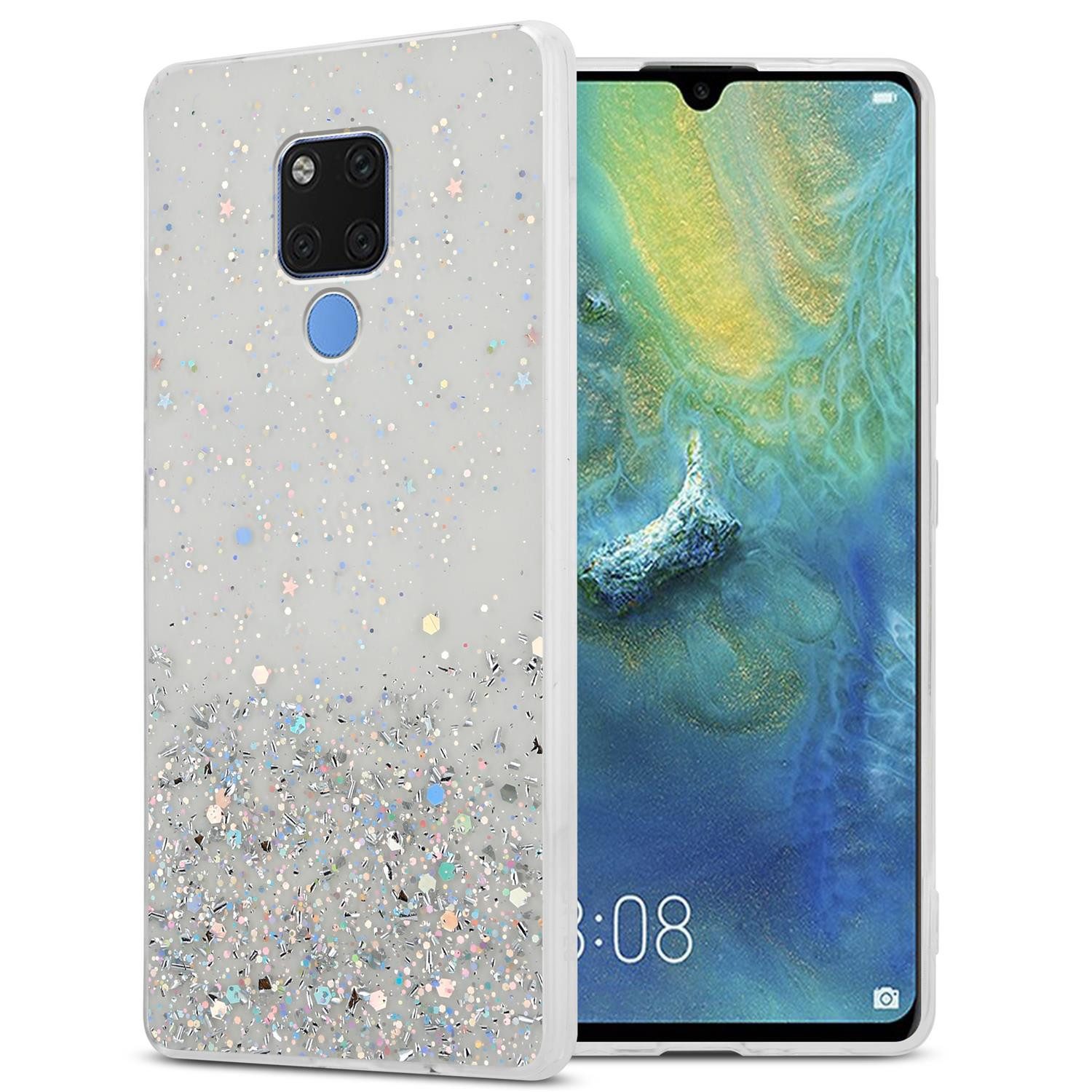 Cadorabo Handyhülle für Huawei MATE 20 Hülle Huawei MATE 20, Flexible TPU Silikon Handy Schutzhülle - Hülle - mit Glitzer