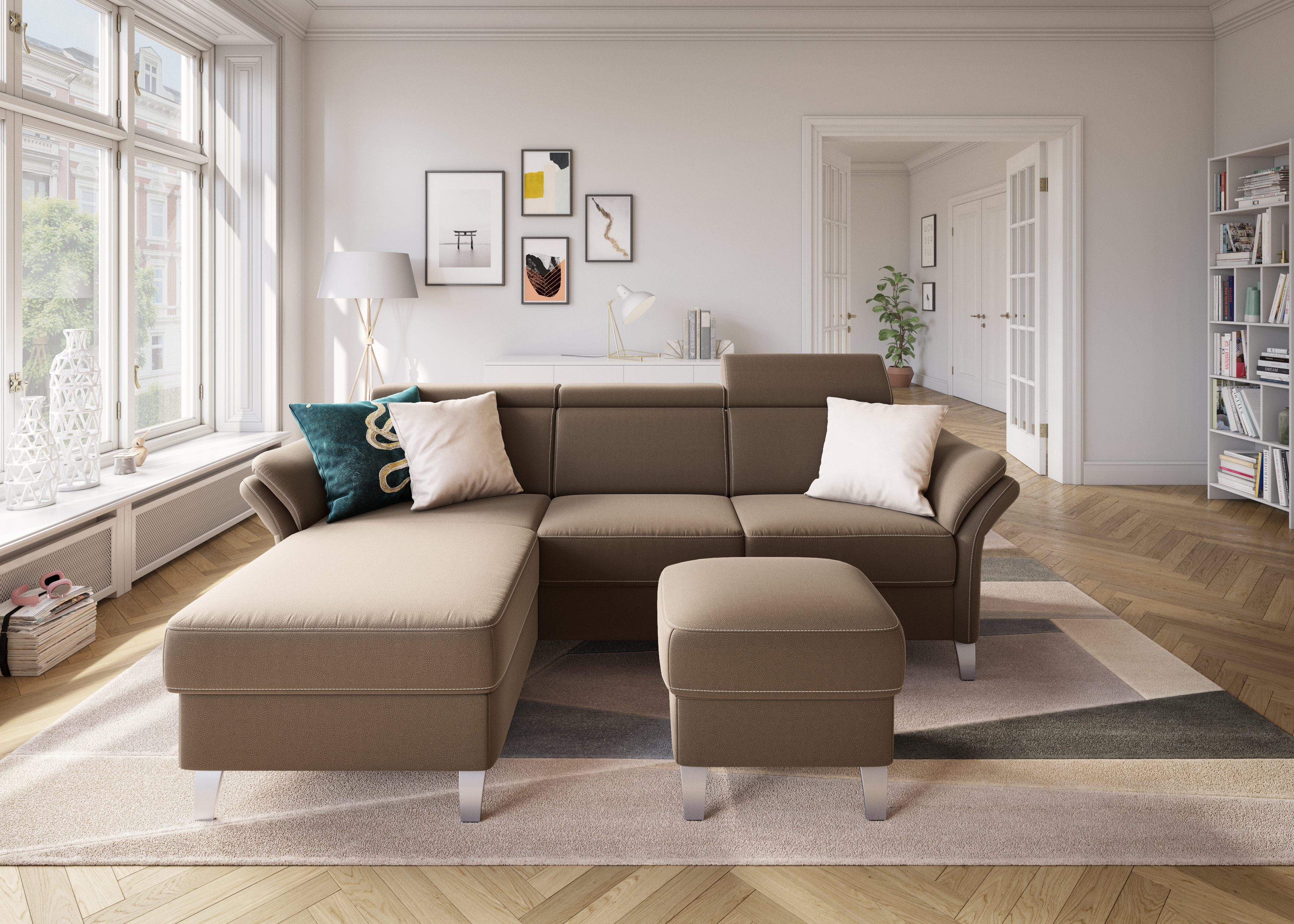 sit&more Ecksofa Vincenzo L-Form, inklusive Kopfteilverstellung, optional Schlaffunktion & Bettkasten