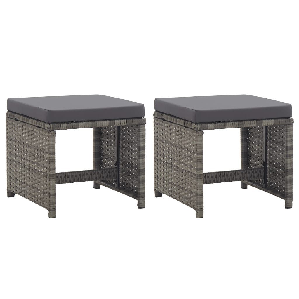 furnicato Gartenlounge-Hocker 2er Set Gartenhocker 41x41x35 cm Anthrazit mit dunkelgrauen Kissen, Widerstandsfähige Sitzhocker mit 5 cm dicken Kissen als Fußstützen