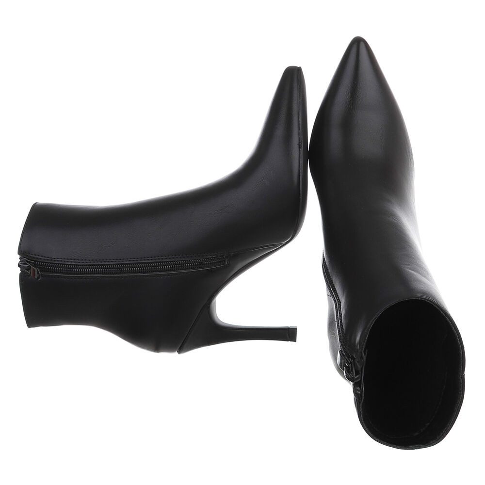 Ital-Design Damen Stiefelette mit Stiletto-Absatz und Spitze High-Heel-Stiefelette (92125510) Pfennig-/Stilettoabsatz Stiefeletten in Schwarz