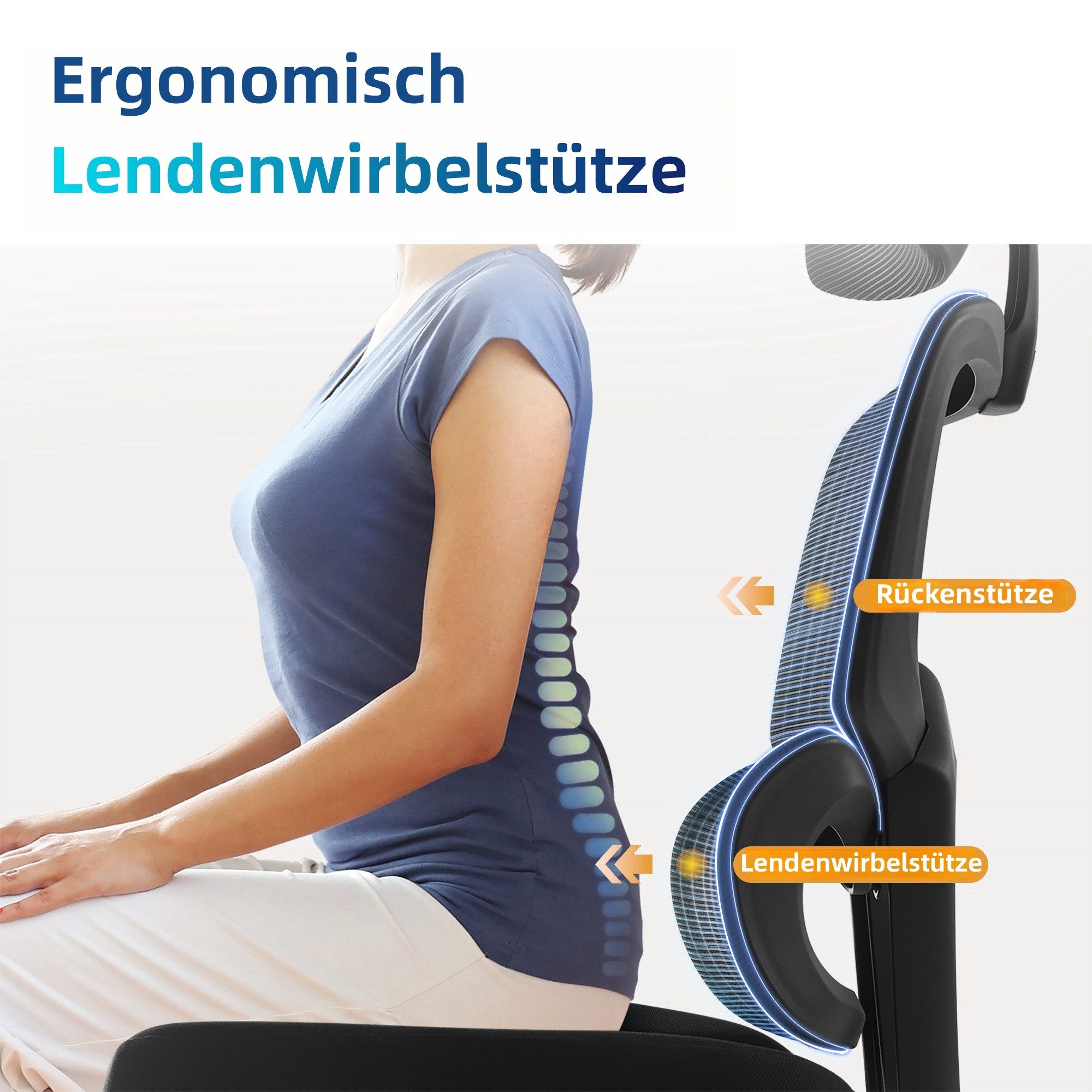 IWMH Bürostuhl Ergonomischer Schreibtischstuhl aus Mesh, Drehstuhl mit Vers günstig online kaufen