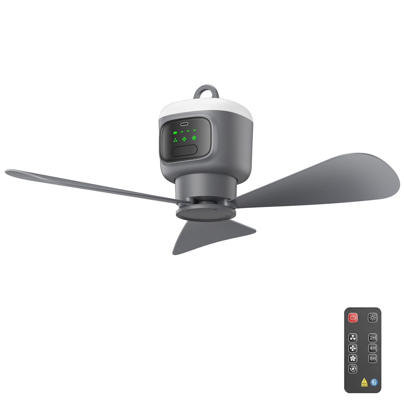 Lapamax Deckenventilator 45 cm Akku-Deckenventilator mit Licht, 12000 mAh und Fernbedienung, 45 cm Durchmesser, Leiser DC-Motor, Berührungsschutz sowie Timerwahl für 2, 4 oder 8 Std.