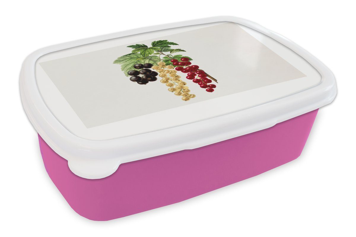 MuchoWow Lunchbox Lebensmittel - Beeren - Obst, Kunststoff, (2-tlg), Brotbox für Erwachsene, Brotdose Kinder, Snackbox, Mädchen, Kunststoff rosa