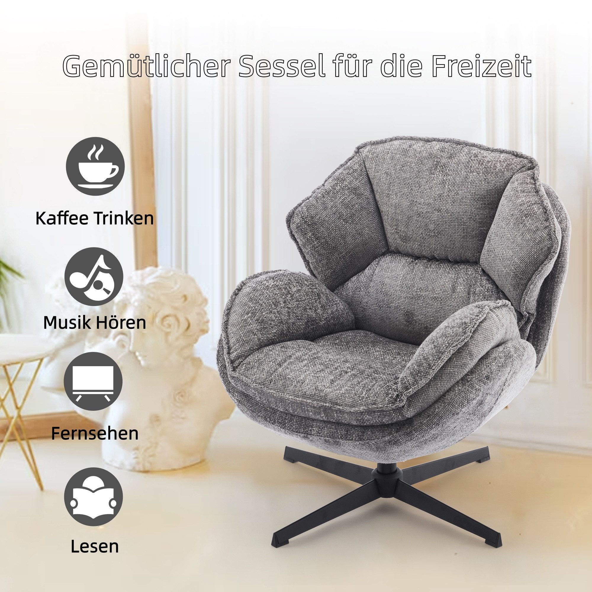 IWMH Drehsessel Einzelsessel mit Breiter Sitzfläche, Relaxsessel für Wohnzi günstig online kaufen