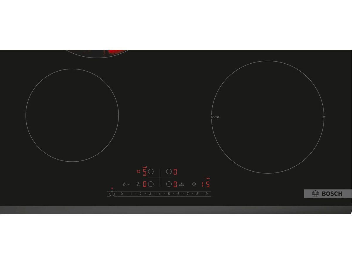 BOSCH Elektro-Herd-Set Bosch Herd-Set Autark Backofen Serie 8 Teleskop + Kochfeld Glaskeramik, mit Teleskopauszug nachrüstbar, -ecoClean Plus Ausstattung: Rückwand, EcoClean-Rückwand, TFT-Display, PowerBoost