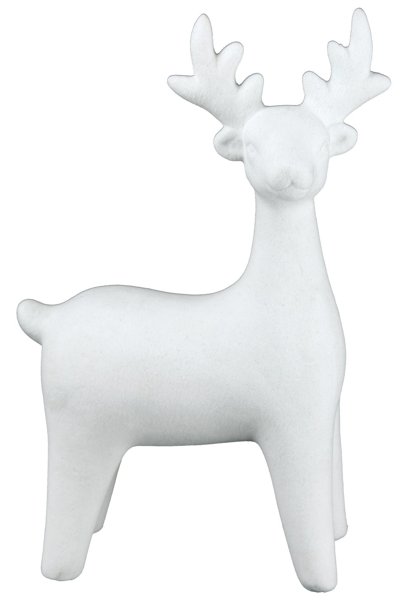 dekojohnson Dekofigur Deko-Hirsch Rentierdeko Weihnachtsdeko 16 cm weiß | Dekofiguren