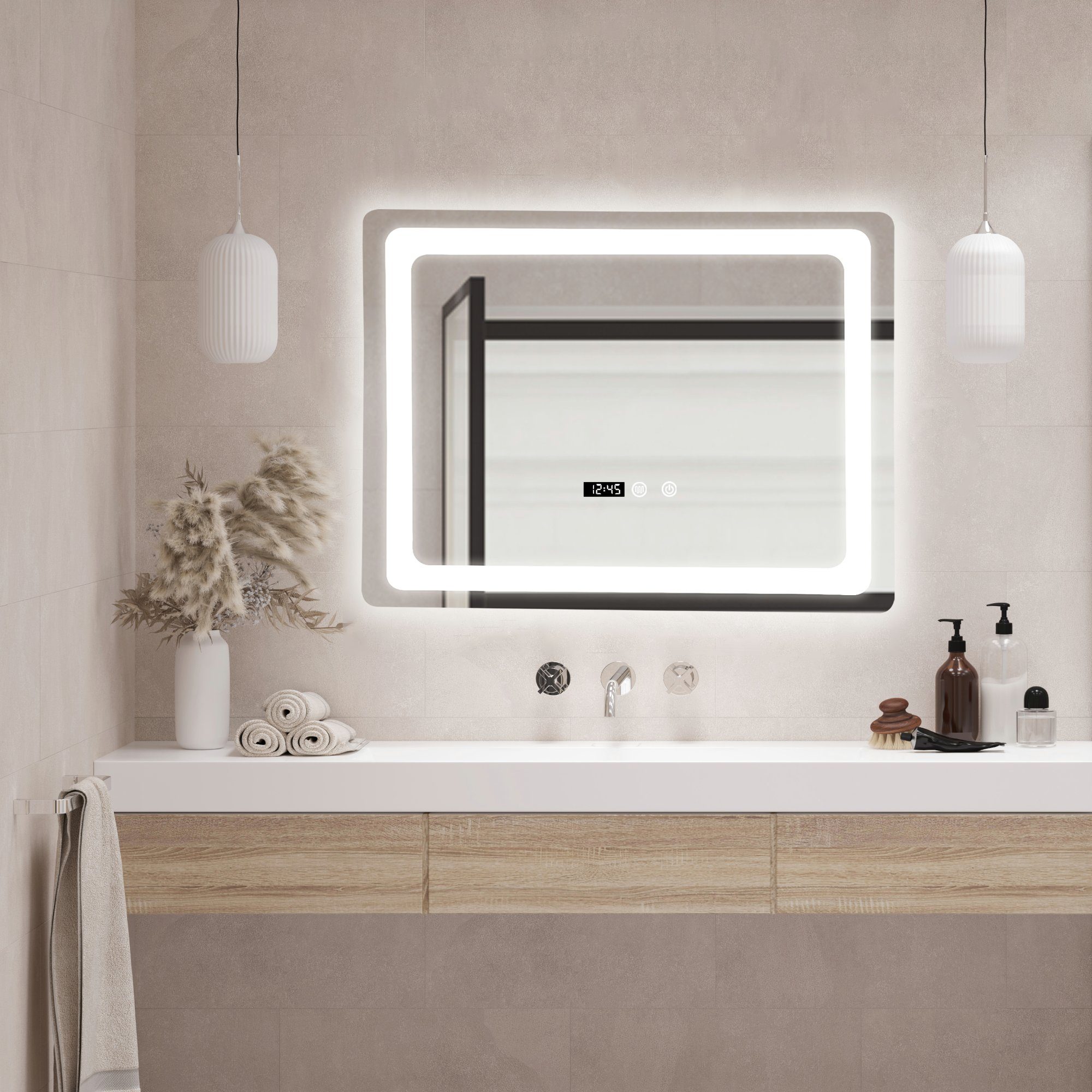 »Casoli« Lichtfarben 45x60cm Badspiegel, Silber pro.tec LED Beleuchtung 3