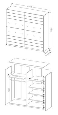 Helvetia Kleiderschrank GALAXY (Galaxy, 1-St., 1-teilig) 200cm san remo dunkel 2-türig mit Spiegel