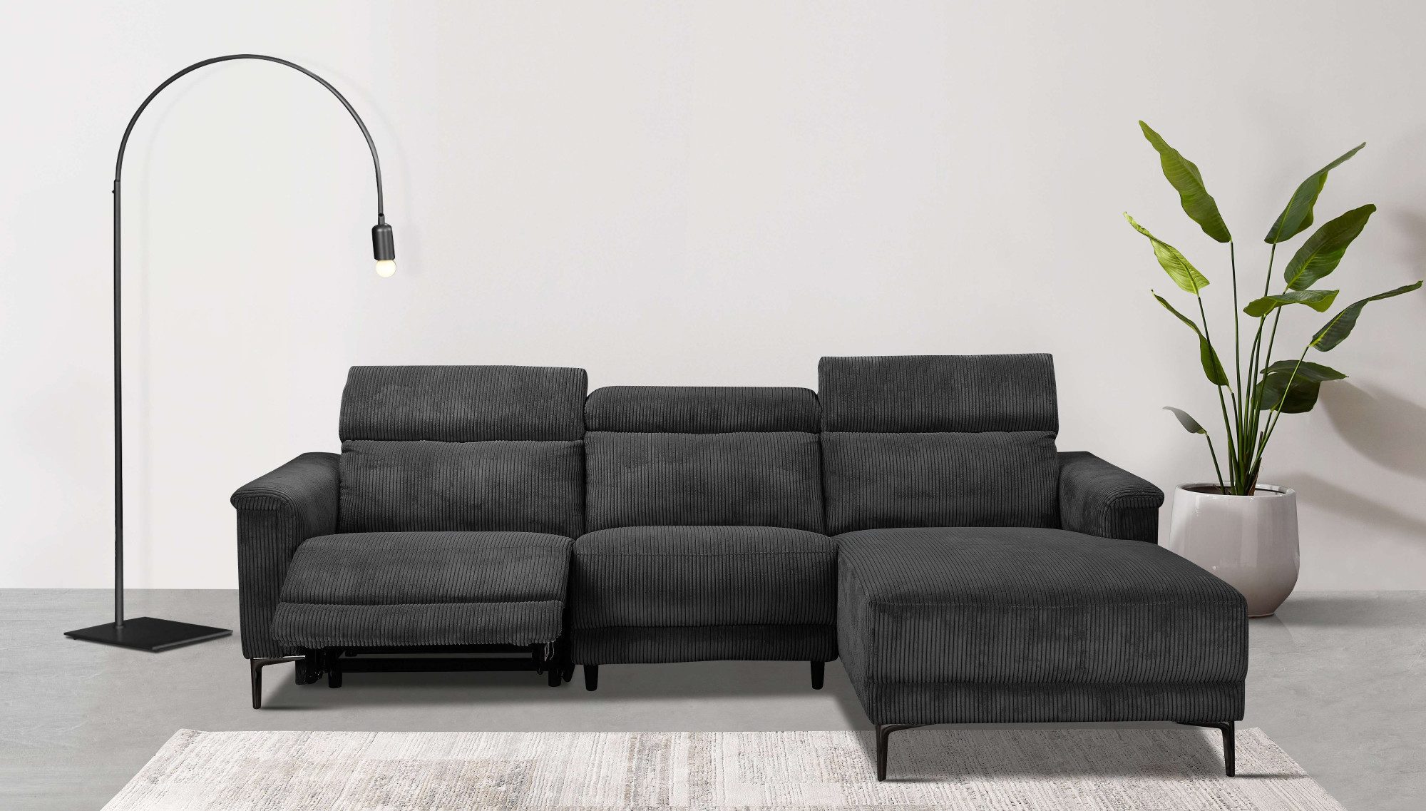 Home affaire Ecksofa Lund in Cord, L-Form, 261 cm, manuelle und elektr. Rel günstig online kaufen