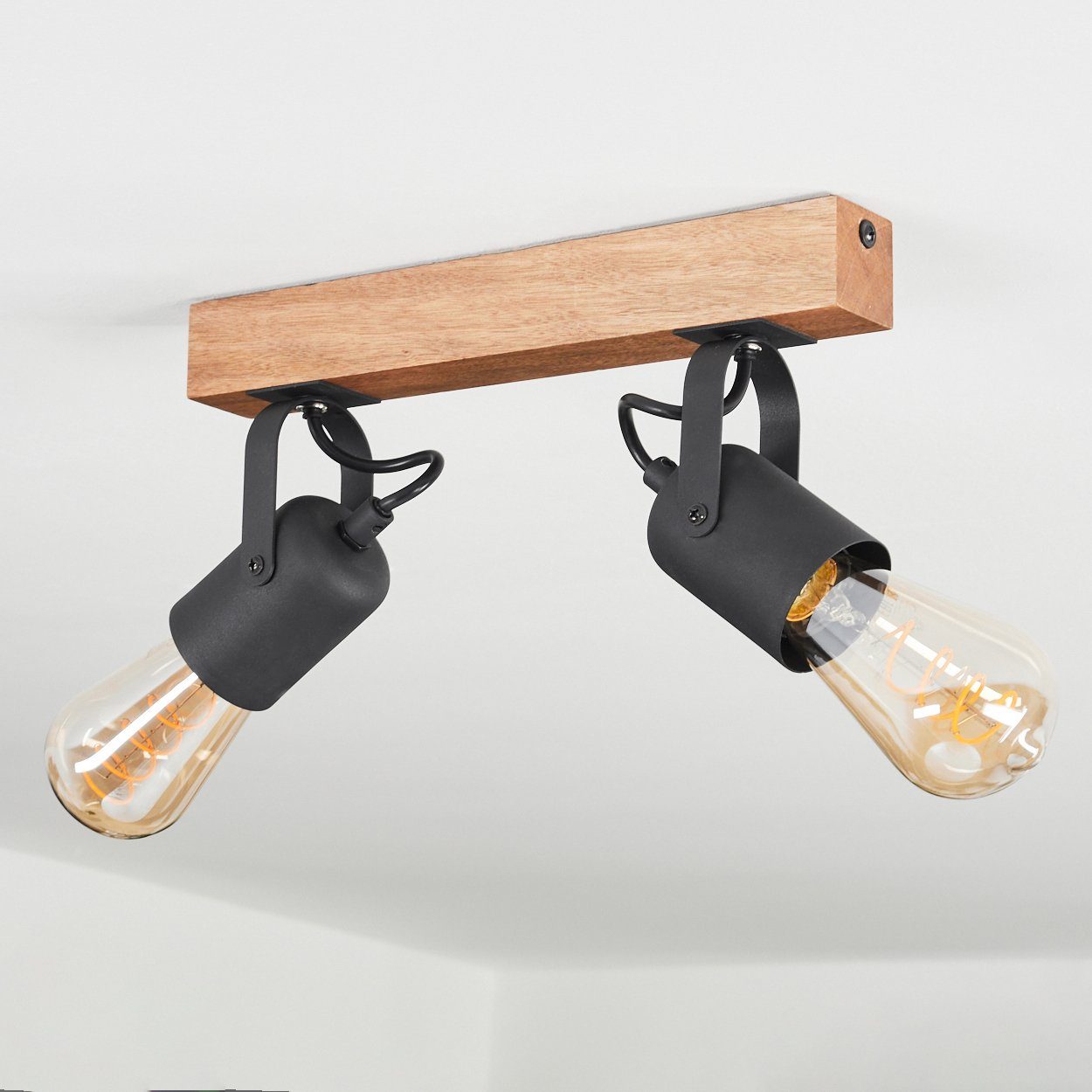 Metall/Holz »Marcianise« hofstein E27 Deckenlampe ohne Schwarz/Natur, in Leuchtmittel, verstellbar, Deckenleuchte moderne aus