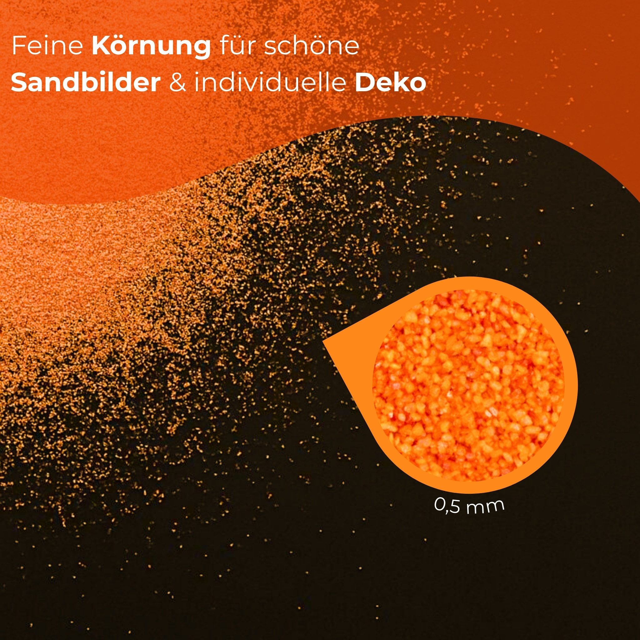 matches21 HOME & HOBBY Dekosand Deko-Sand orange 5 kg für Vasen, Gläser & Streudeko (1-St), Bunter Farbsand als feiner Deko- & Bastelsand