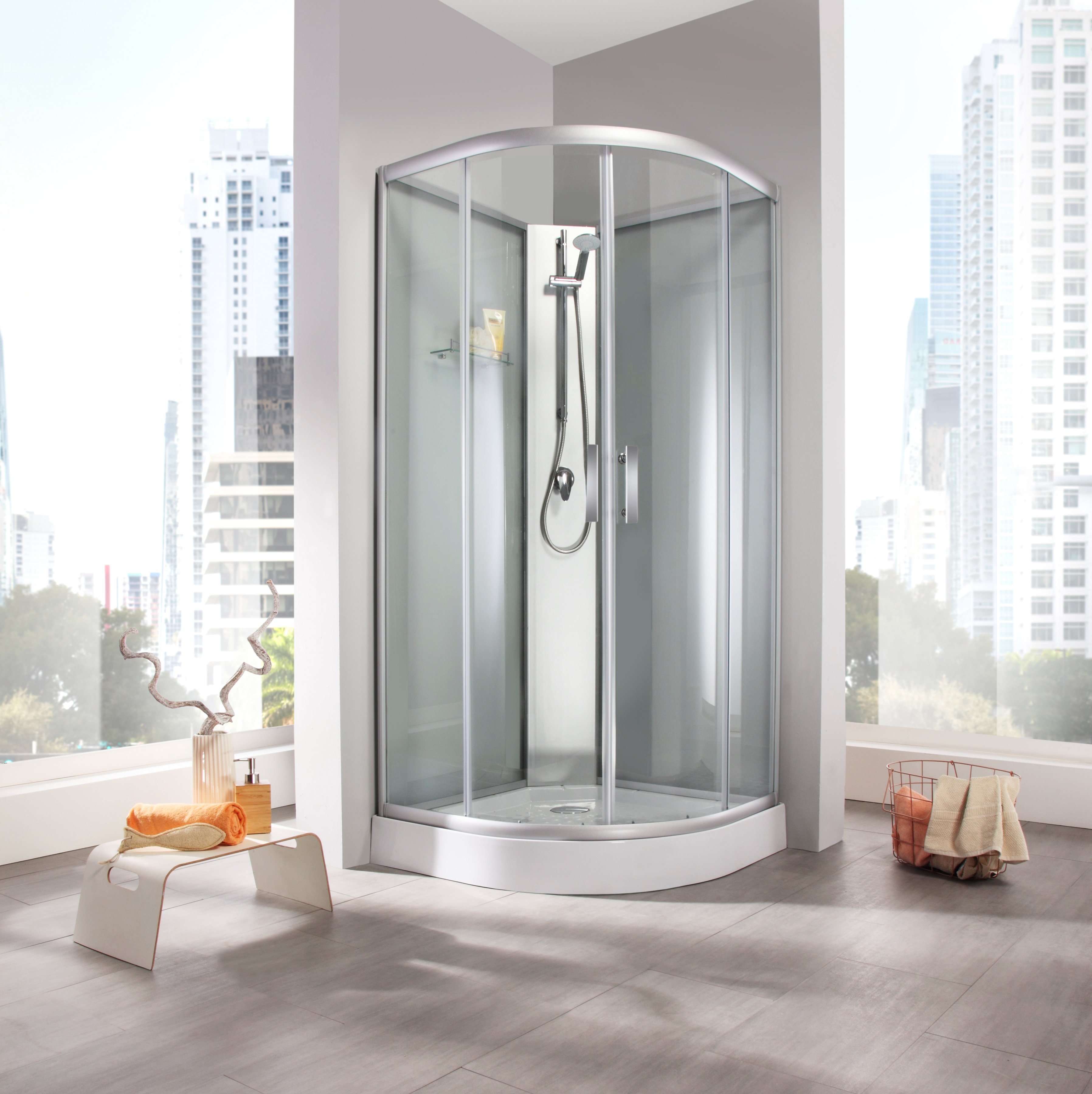 Fertigdusche »Rom«, 90 x 90 cm, frosted glass, Viertelkreis-/Runddusche Fertigdusche »Rom«, 90 x 90 cm, frosted glass, Viertelkreis-/Runddusche