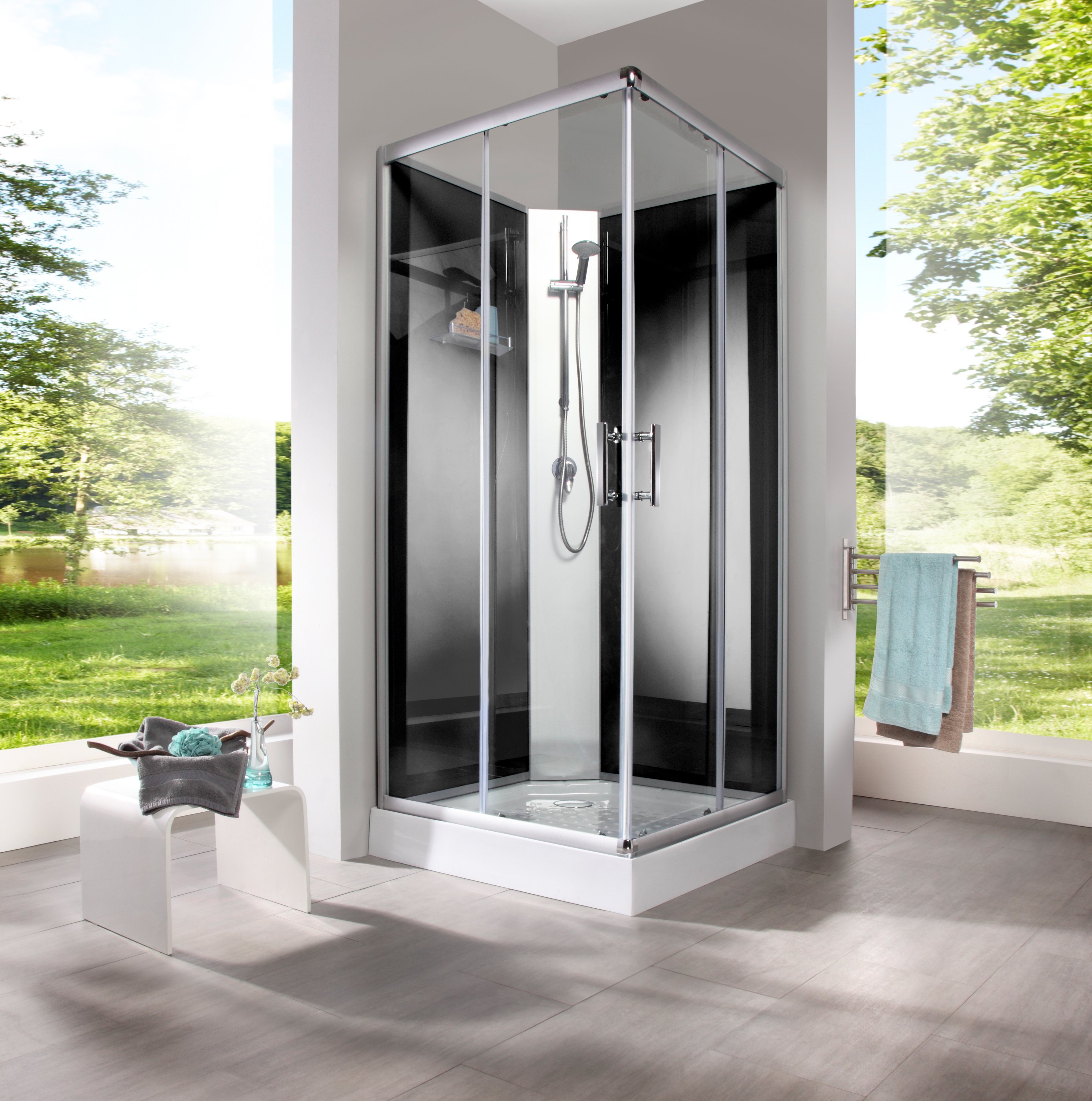 Fertigdusche »Rom«, 90 x 90 cm, schwarz, Eckdusche Fertigdusche »Rom«, 90 x 90 cm, schwarz, Eckdusche