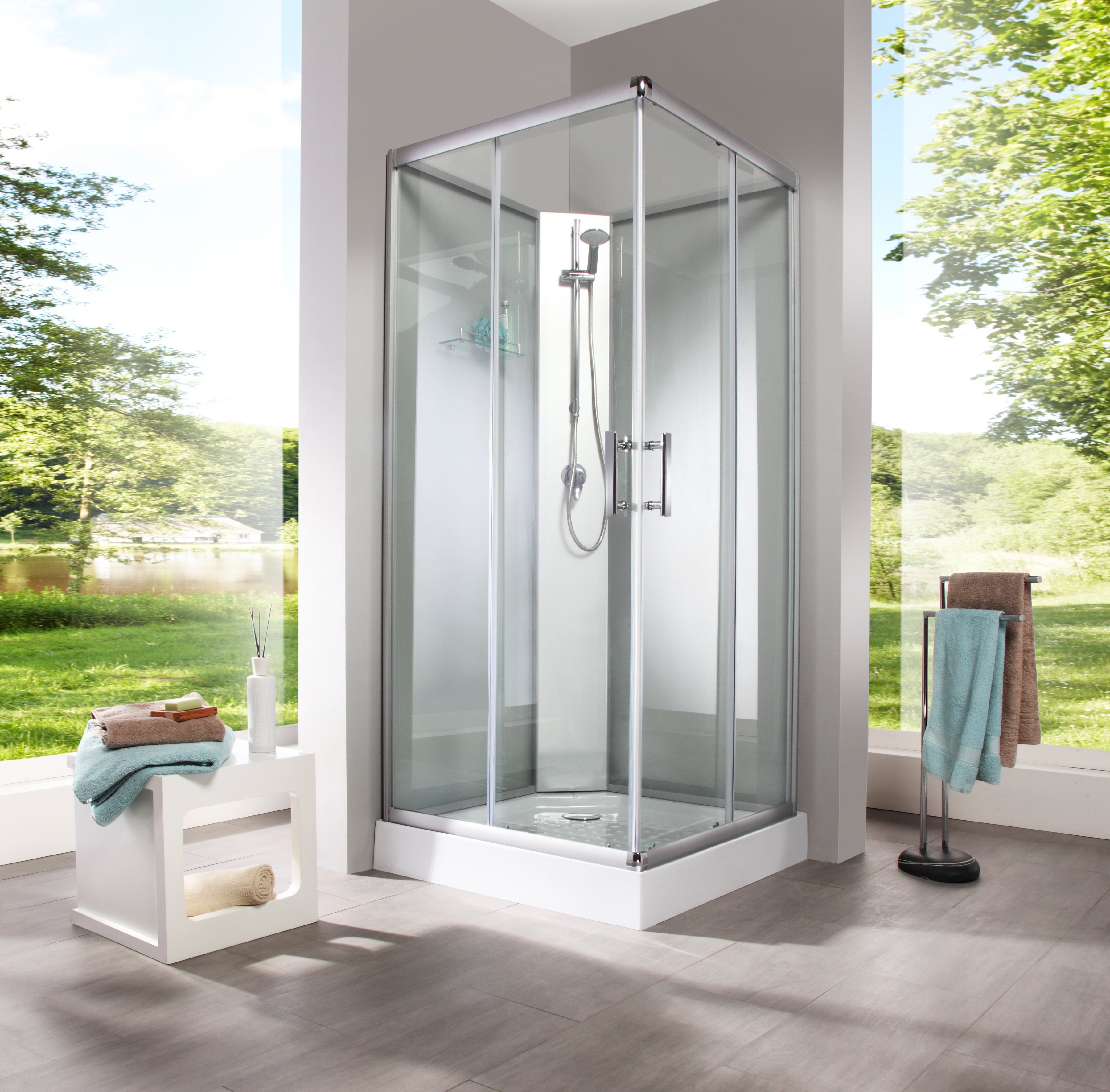 Fertigdusche »Rom«, 90 x 90 cm, frosted glass, Eckdusche Fertigdusche »Rom«, 90 x 90 cm, frosted glass, Eckdusche