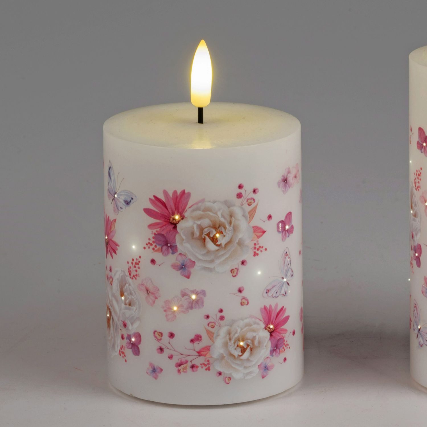 formano LED-Kerze Rosen, mit Timerfunktion, Weiß, Motiv: Rosen