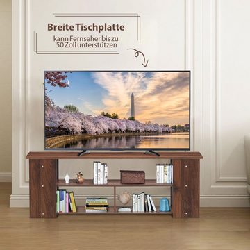 COSTWAY TV-Schrank Fernsehschrank 3-stufig, 110cm breit