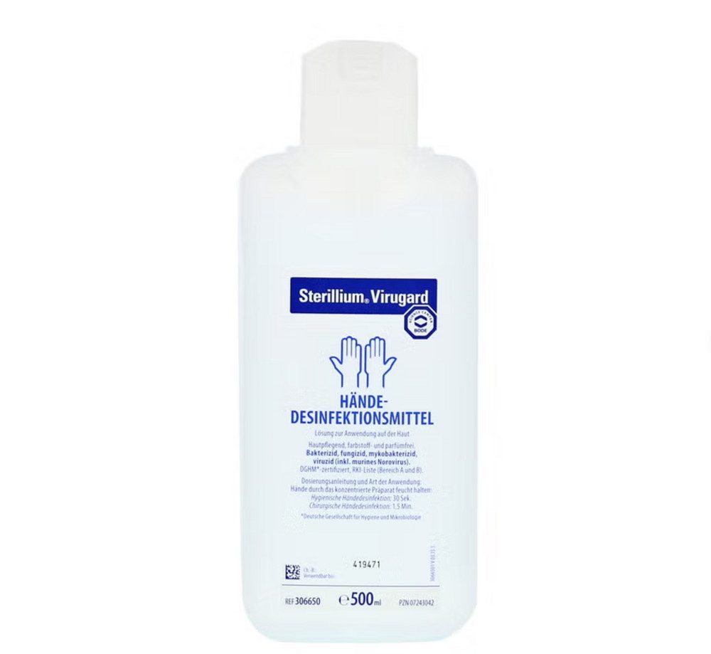 DocMed Sterillium Virugard Hand-Desinfektionsmittel (Einzelprodukt, [1-St. Farbstoff- und Parfümfrei Antivirales Desinfektionsmittel, Viruzid)