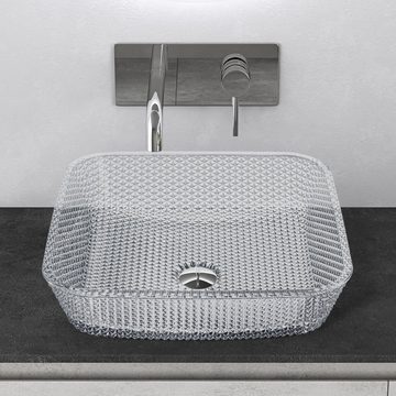 Mai & Mai Aufsatzwaschbecken Glaswaschbecken Waschplatz Handwaschbecken Minerva03, Tiefe des Beckens: 110 mm, Produktmaße: 400*400 mm