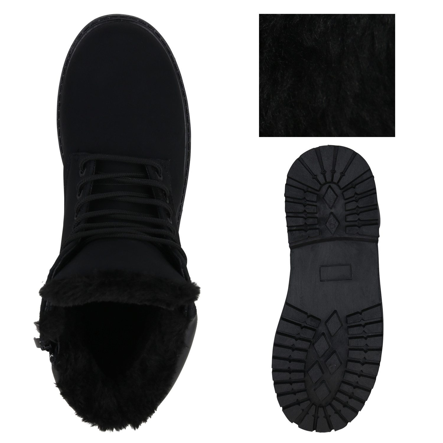 VAN HILL 840855 Bootsschuh Herren Warm Gefütterte Worker Boots Bequeme Profil-Sohle