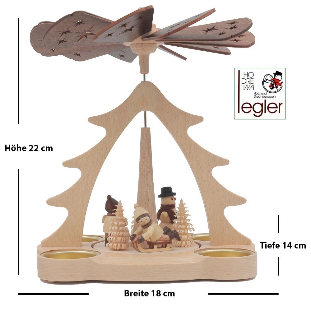 Legler Winterkinder Co. Original Weihnachtspyramide Dieter 15x19x24 cm & Pyramide GmbH Tisch KG Erzgebirge -