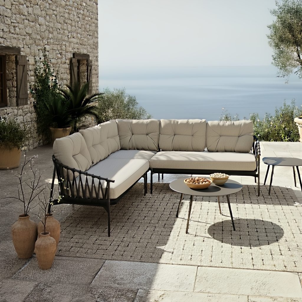 CASA DOMA Gartenlounge-Set Lucca/Rapello, Loungegruppe, Outdoor-Set, (modulare Ecklounge, 5-tlg., inkl. 2 Tische), Rope-Design, Aluminium Anthrazit, Sunproof® Olefin
