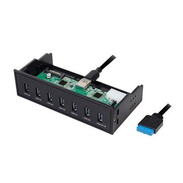 LogiLink USB 3.0 Hub 5,25" 7-Port USB-Ladegerät (intern, mit Schnellladeport, schwarz)