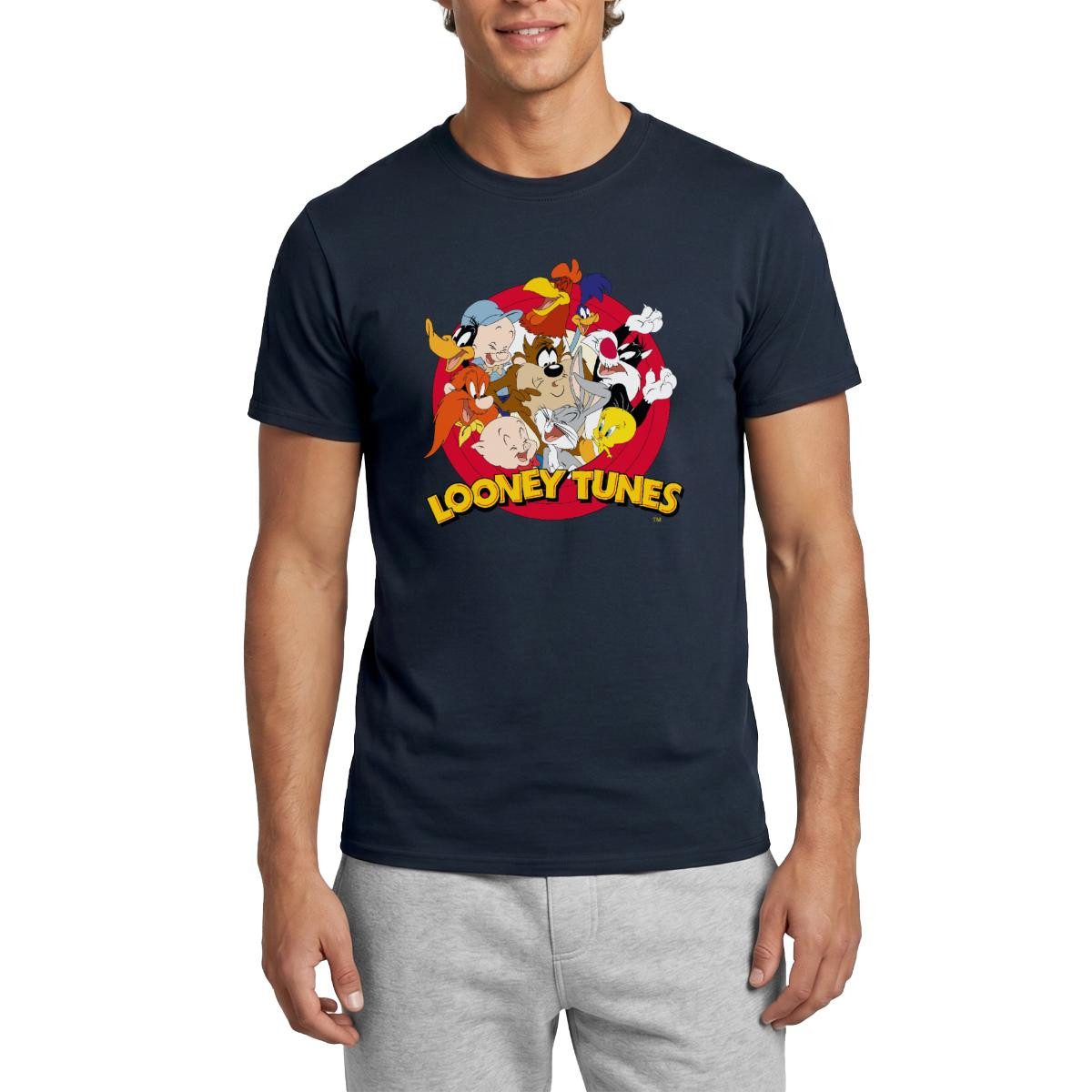 T-Shirt Looney Tunes Bugs Bunny Logo Gruppenbild Männer T-Shirt