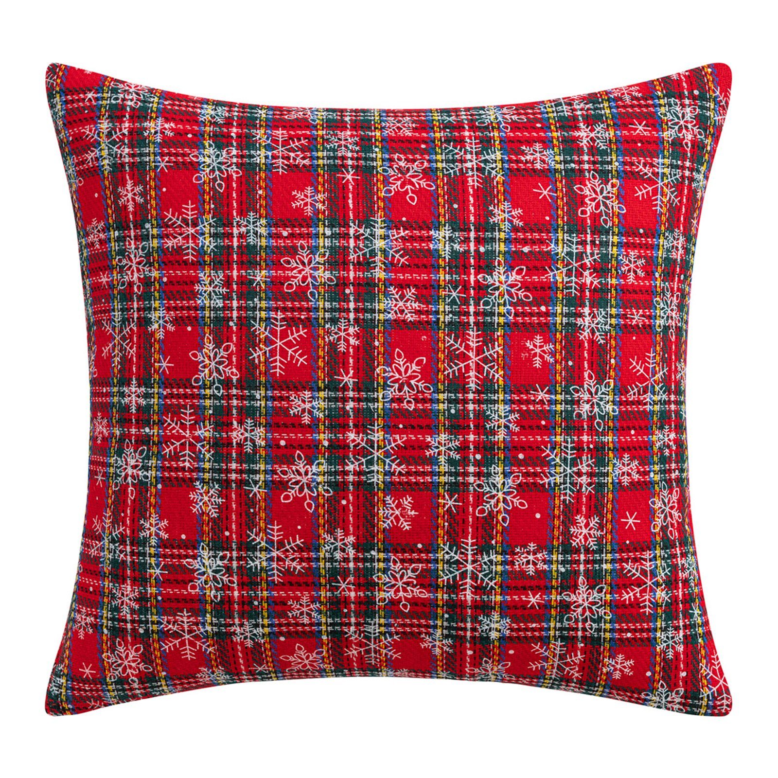 Kissenbezug 45x45cm, Weihnachtsmotiv, Schneeflocke, kariert, für Bett Sofa Party, Rosnek #4