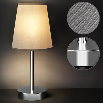 monzana Tischleuchte, Tischlampe, ohne Leuchtmittel, 32 cm Stoffschirm E14 Chrom Metall Wohnzimmer Büro Schlafzimmer