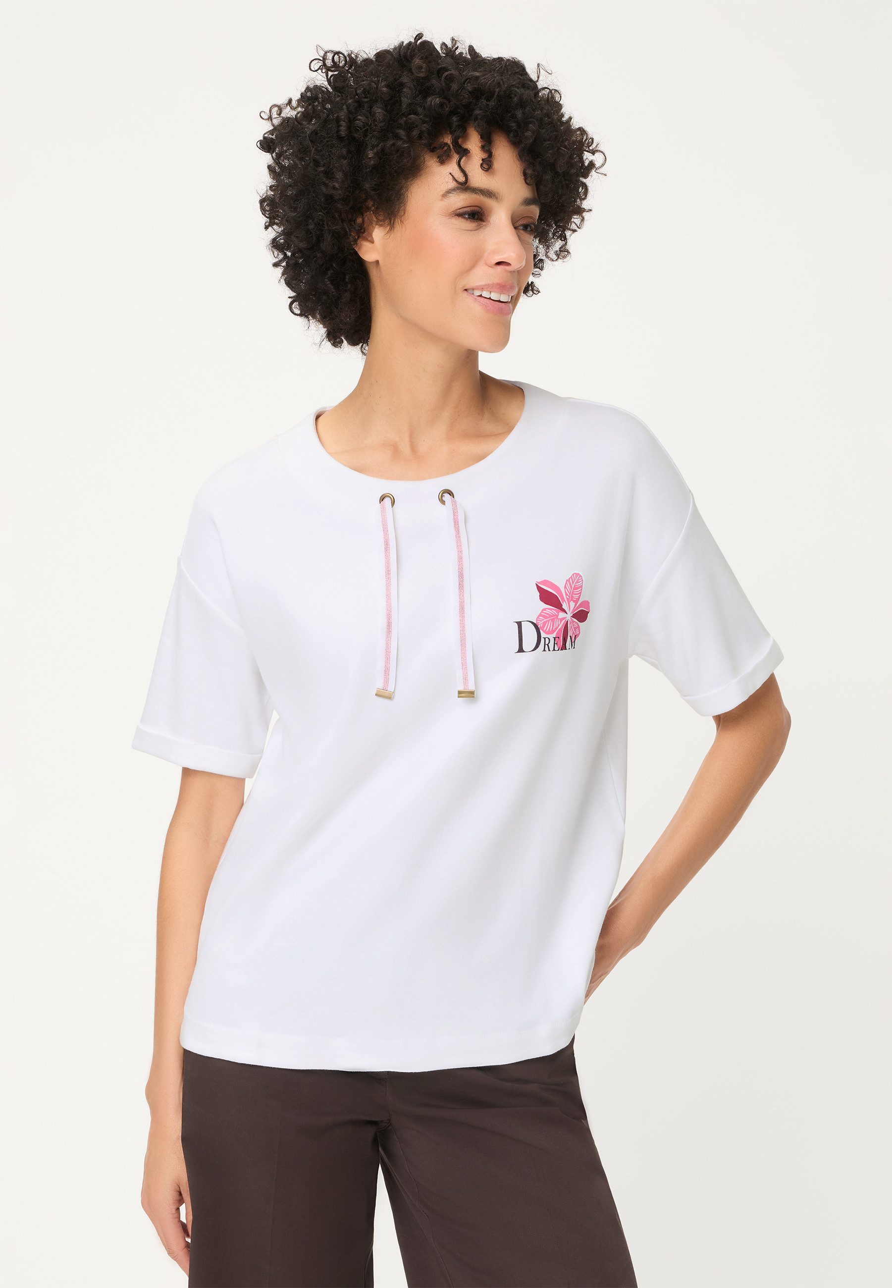 Olsen Sweatshirt mit Placement-Print und überschnittener Schulter