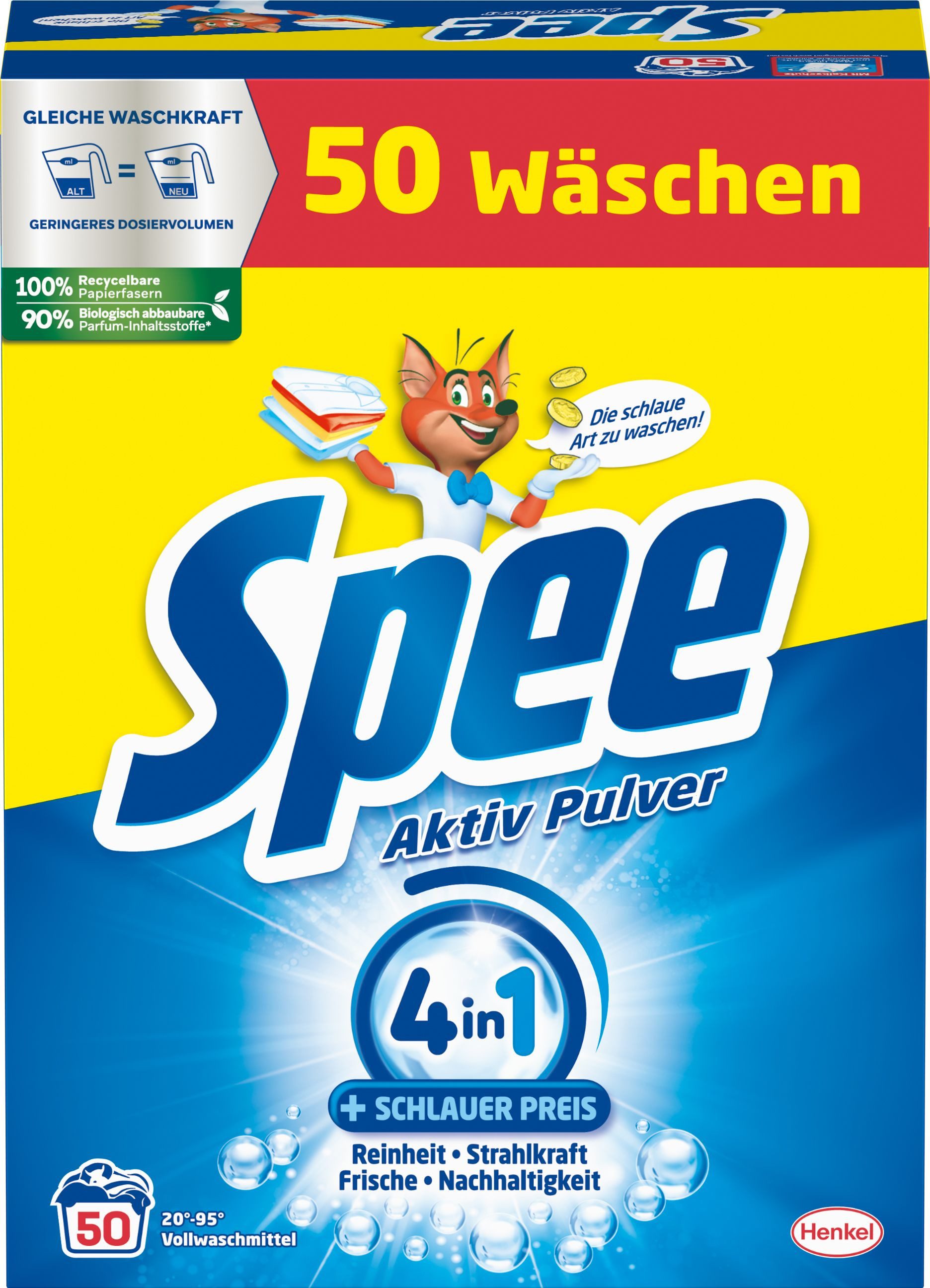 Spee Pulver Vollwaschmittel (Packung, [1-St. 2,5kg Strahlkraft, Frische & Nachhaltigkeit)