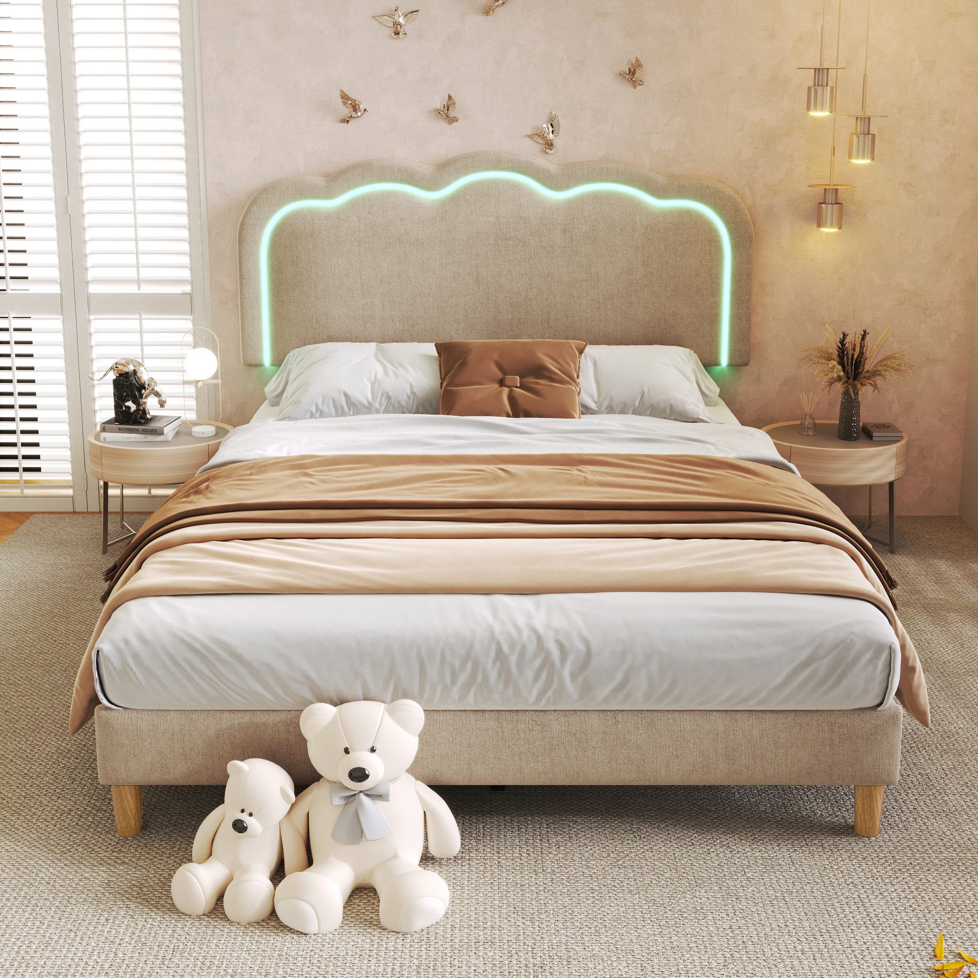 STILVORA Polsterbett 140×200 mit LED,Bettgestell Jugendbett günstig online kaufen