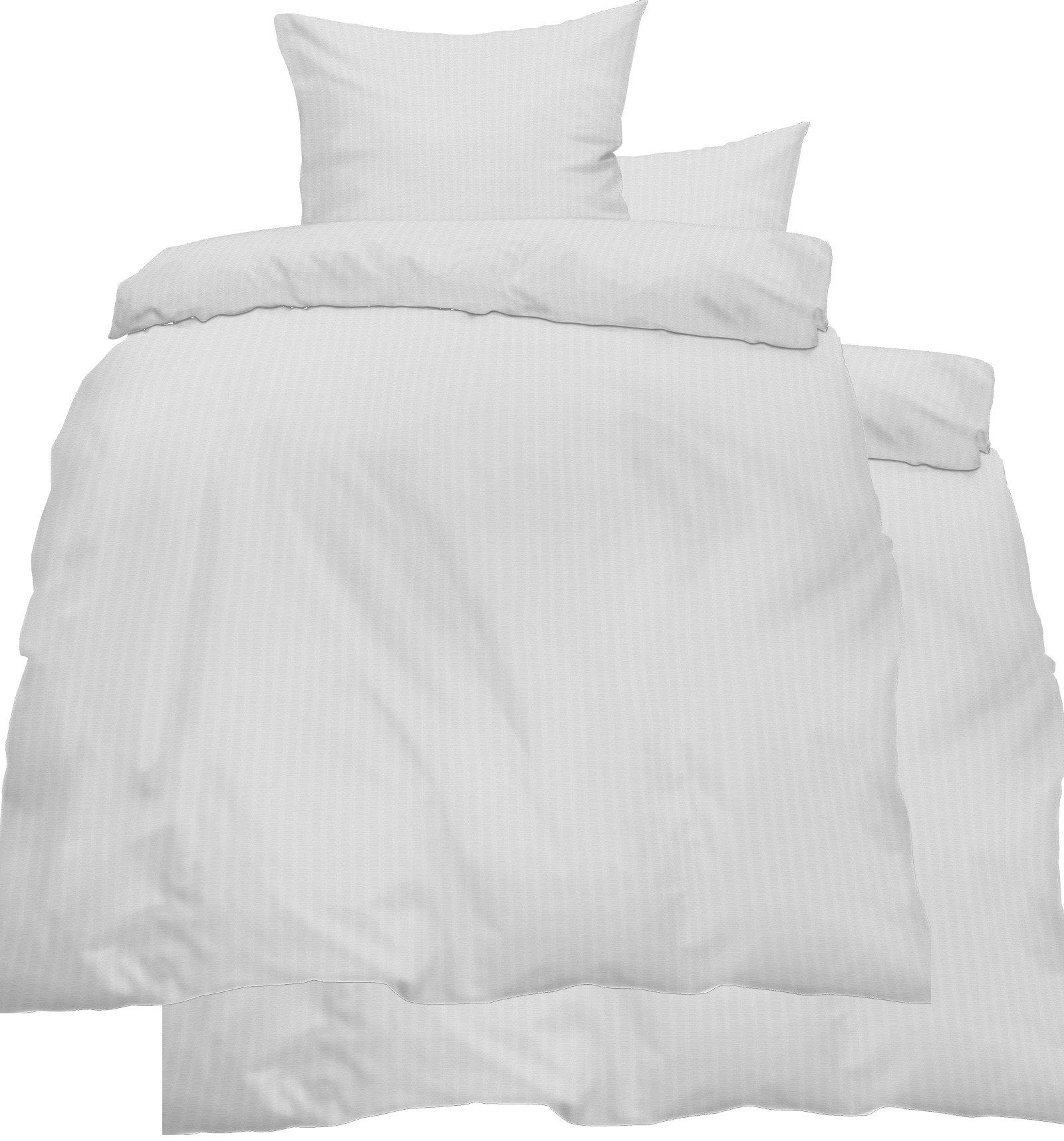 Bettwäsche 4-tlg. Seersucker Bettwäsche 2x 135x200 + 2x 80x80 cm, weiß, KH-Haushaltshandel, Seersucker, 4 teilig, uni/einfarbig, Reißverschluß, bügelfrei
