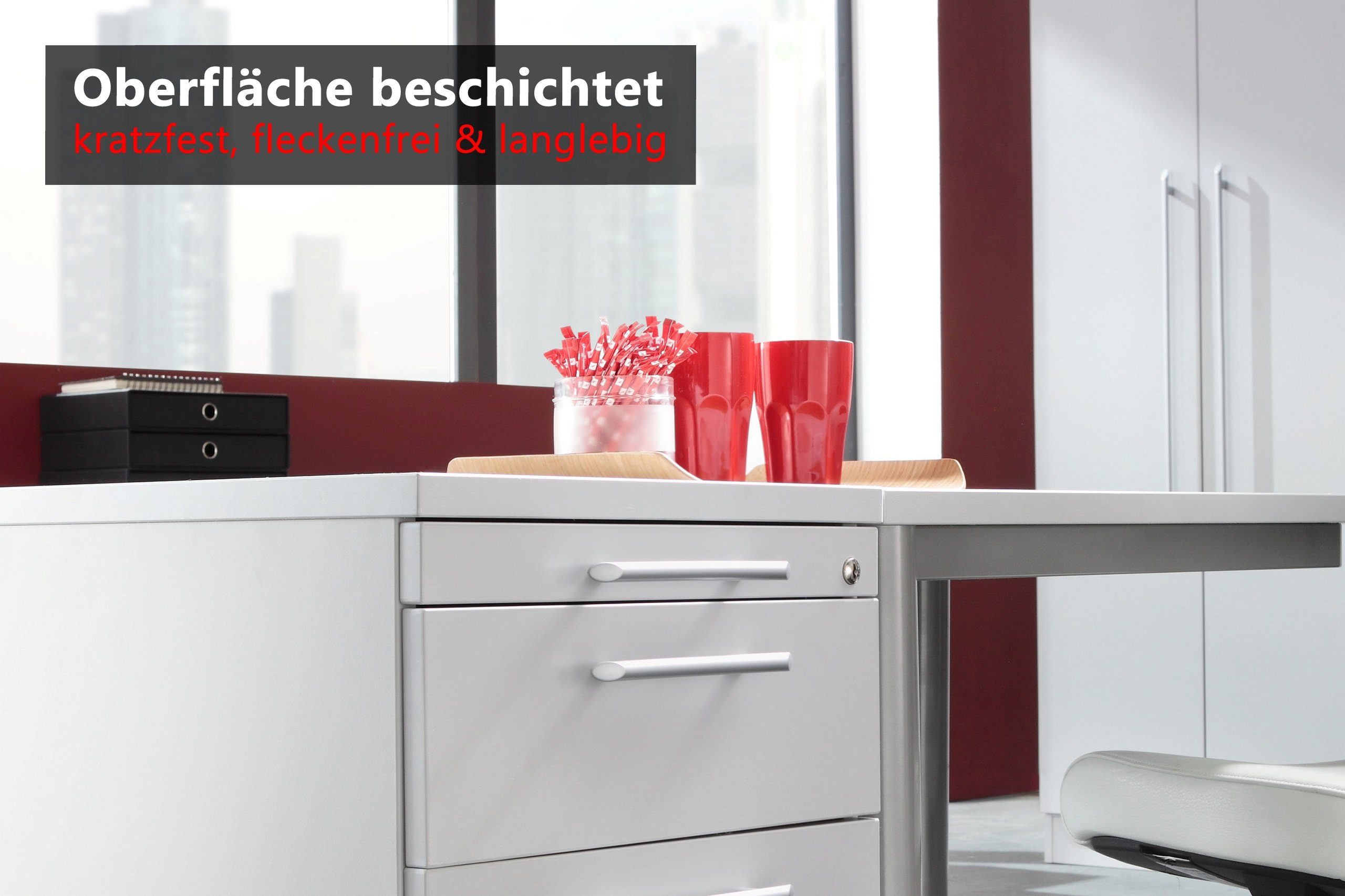 - office Hängeregistratur Bogengriff Dekor: Eiche mit Container bümö (Metall) mit Standcontainer