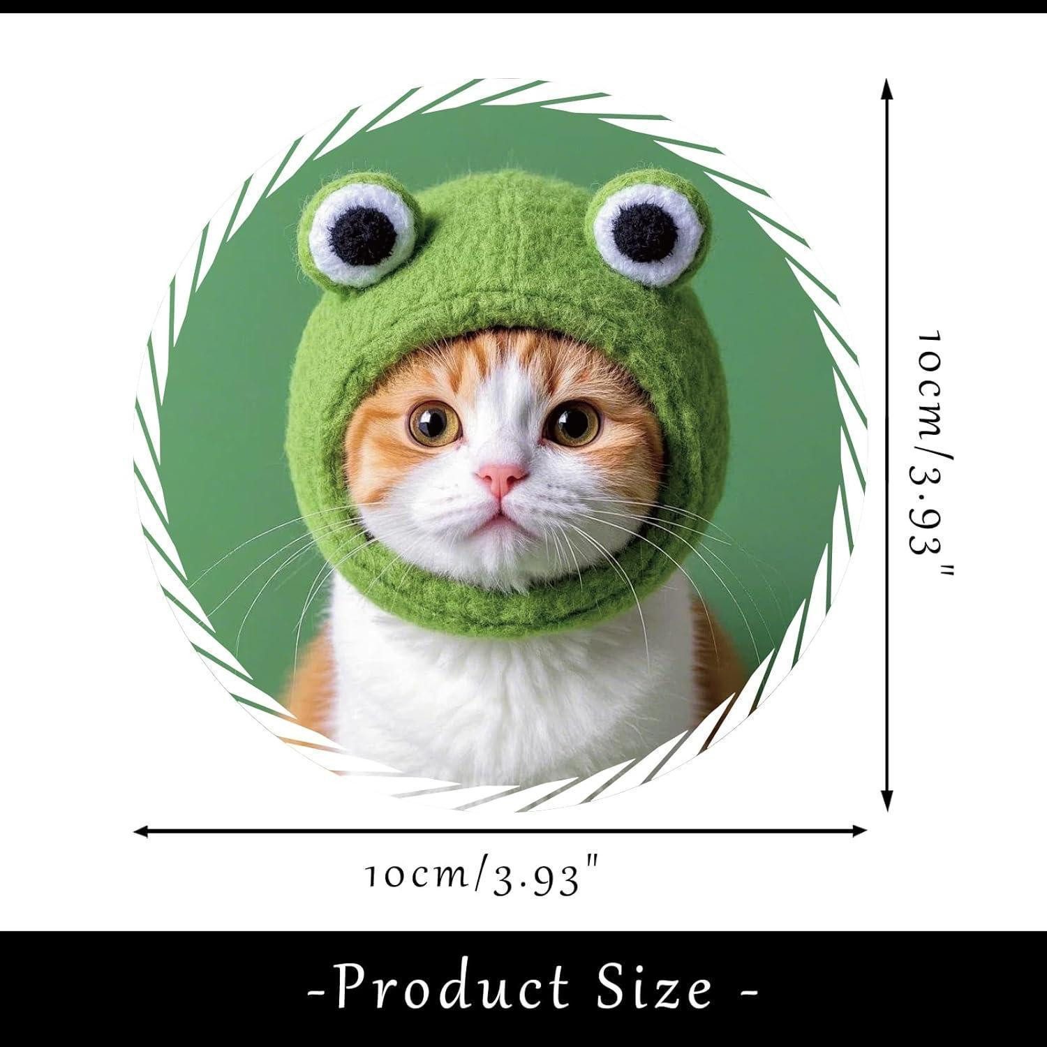 LuxusKollektion Aufkleber Auto Aufkleber PVC Katze Katzen Foto Serie – Frosch Mütze Variante