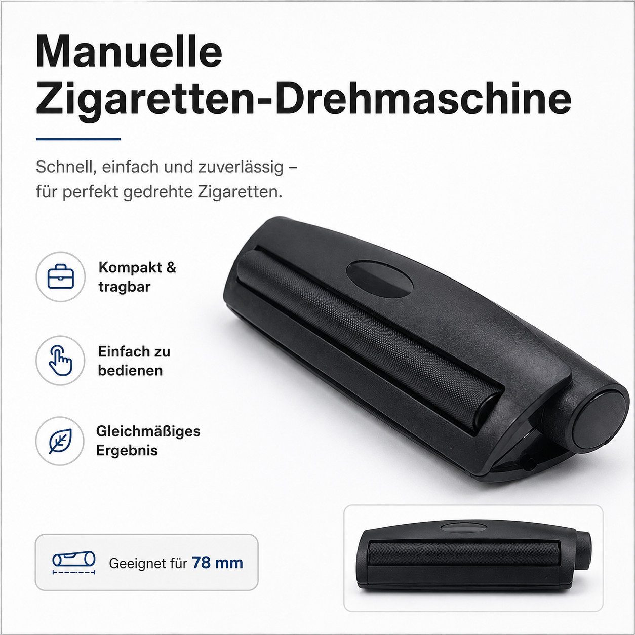 VEKROBOT Tischdrehmaschine Manuelle Stopfhilfe konisch für 110/78 mm schwarzes Kunststoffgehäuse, (1er-Pack, 1-tlg., Manueller Befüller – für 78 mm und 110 mm), – Bild 3 von 5