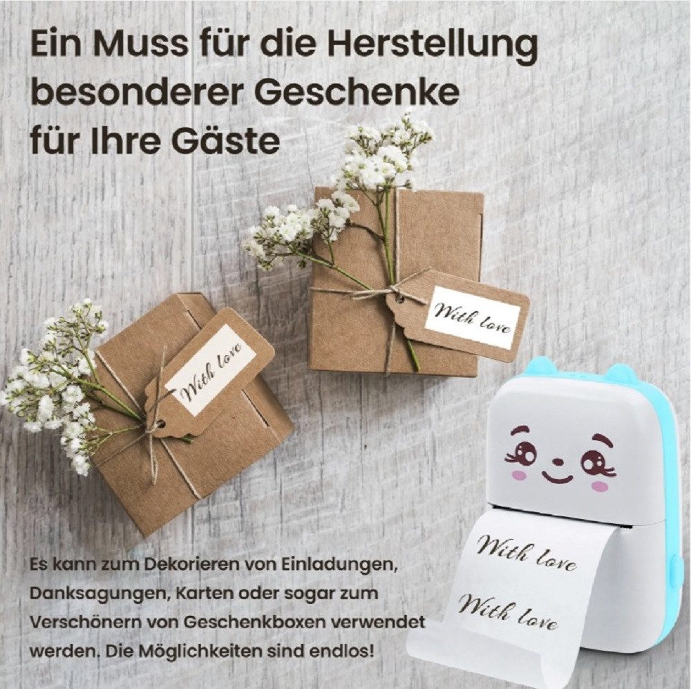 Wisam Mini Bluetooth Taschendrucker Kompatibel mit iOS Android Rosa Etikettendrucker, (Bluetooth, Thermodruck)