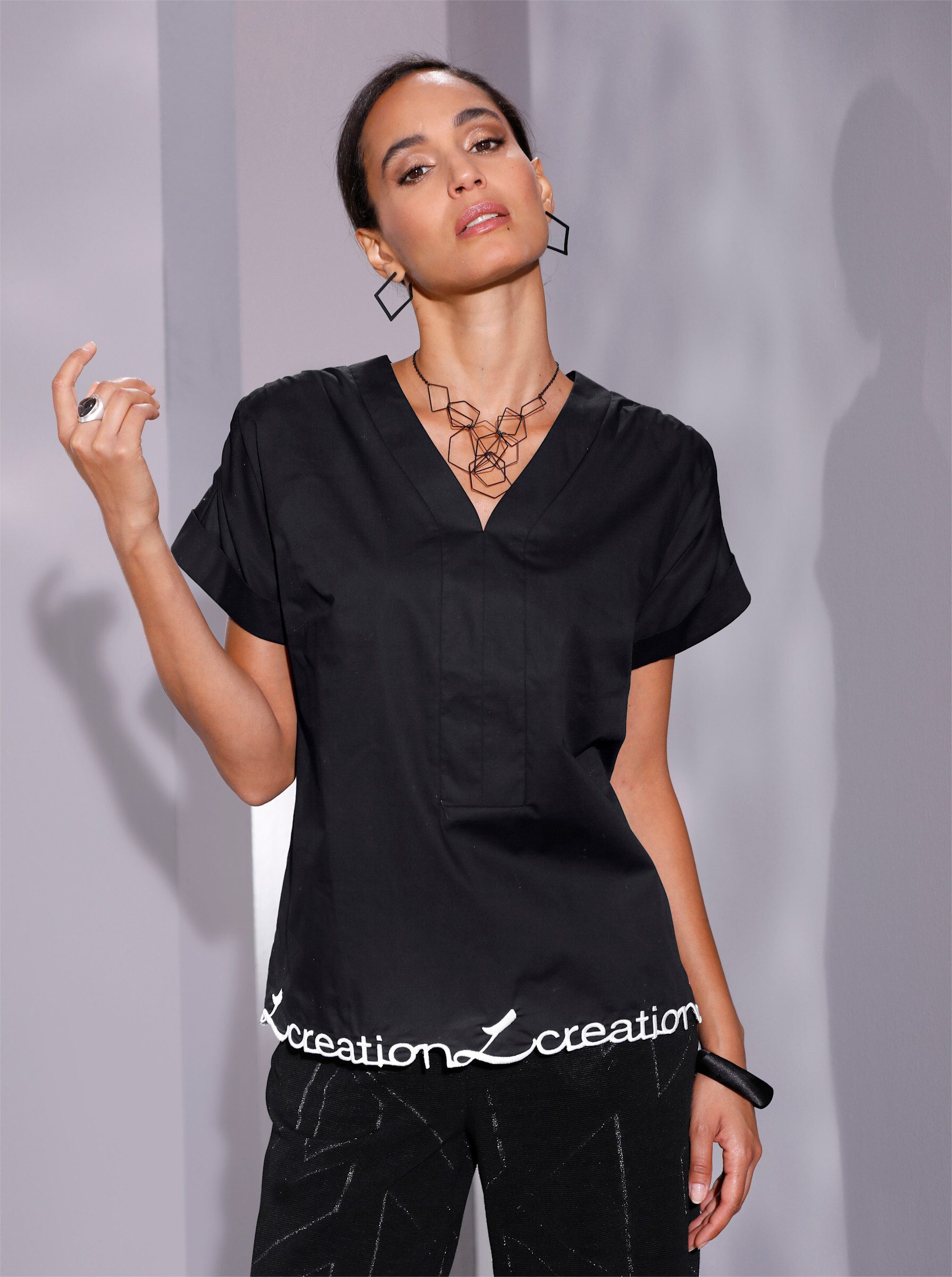creation L Klassische Bluse Baumwollbluse .
