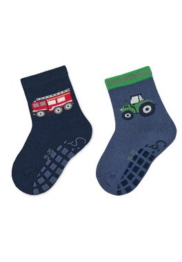 Sterntaler® ABS-Socken ABS-Söckchen Feuerwehr, 2er-Pack (2er Pack Fliesensocken mit Gumminoppen) Rutschsocken mit Noppen an der Sohle, ABS- Socken mit süßen Motiven